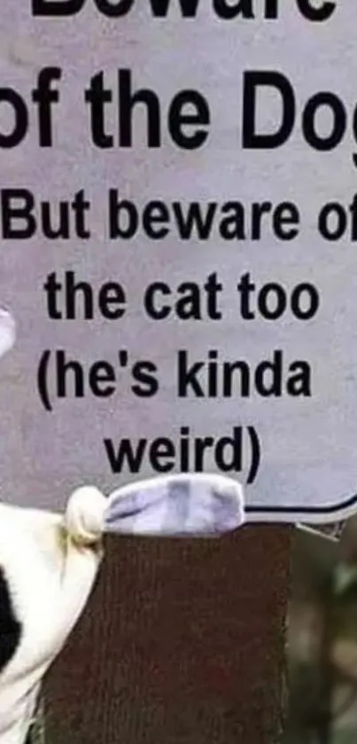 Funny 'Beware of Dog and Cat' sign wallpaper.