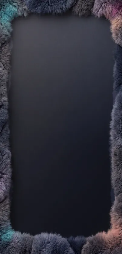 Mobile wallpaper featuring a furry frame with dark gray textures.