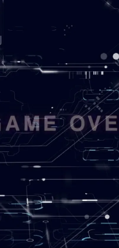 Futuristic 'Game Over' digital wallpaper with cyberpunk design.