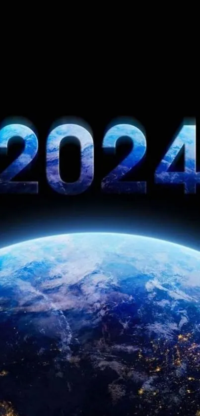 Futuristic 2024 Earth wallpaper with a cosmic view.