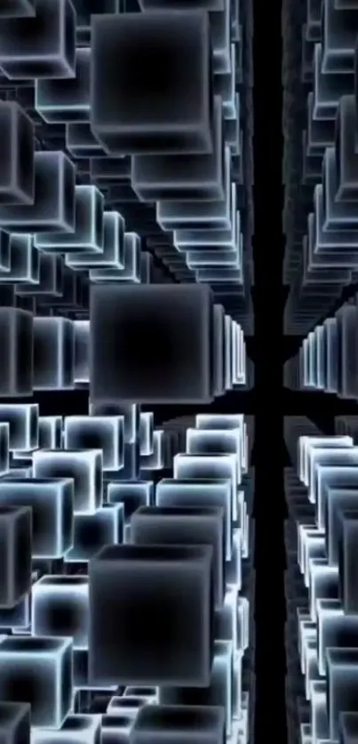 Futuristic 3D geometric cubes with depth.