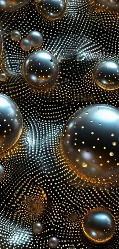 Futuristic abstract wallpaper with glowing bubbles and intricate patterns.