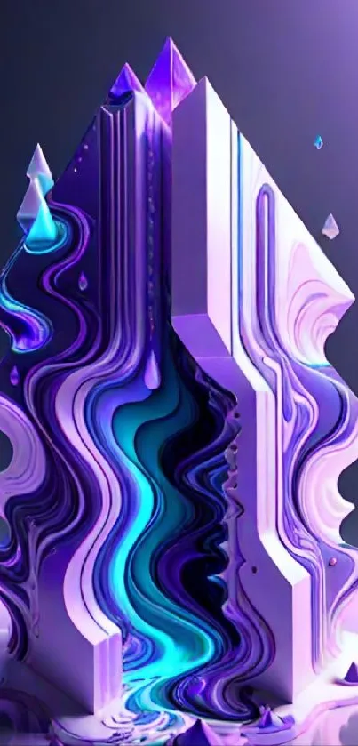 Futuristic abstract crystal design in vibrant purple hues.