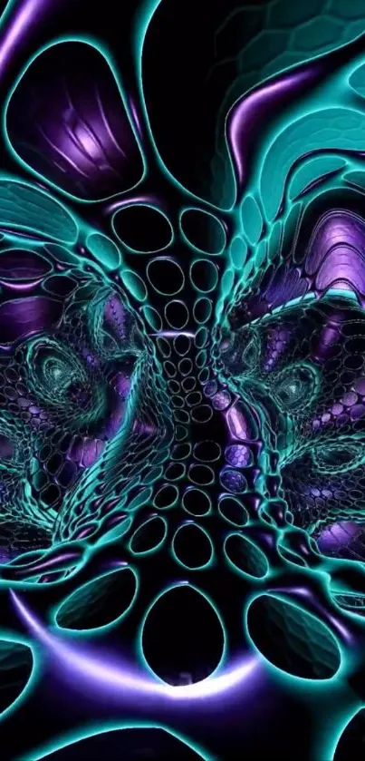 Futuristic abstract art with neon tones and patterns.