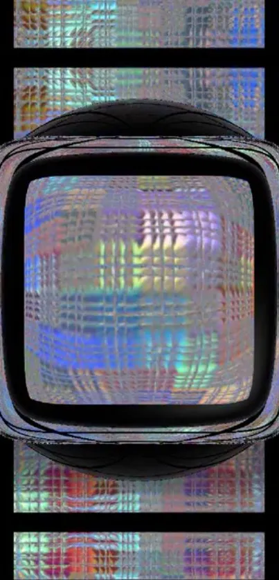 Futuristic holographic grid wallpaper for mobile phones.