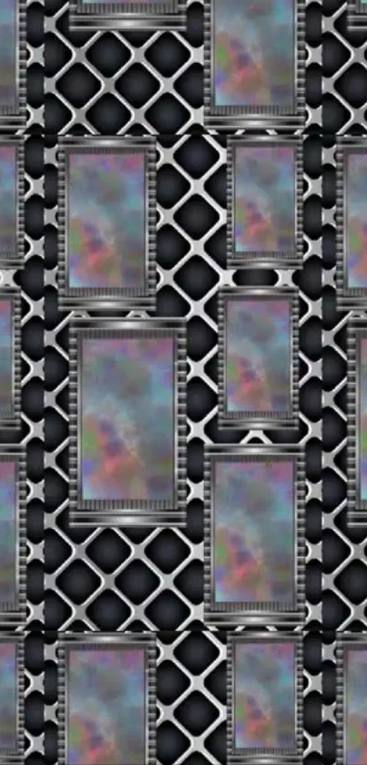Futuristic abstract grid pattern phone wallpaper.