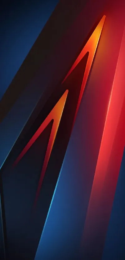 Futuristic abstract wallpaper with vibrant red and blue hues.