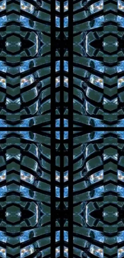 Futuristic abstract pattern in black and electric blue.