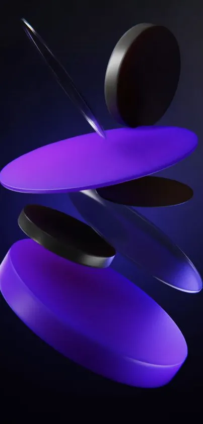 Abstract futuristic wallpaper with purple and black shapes.