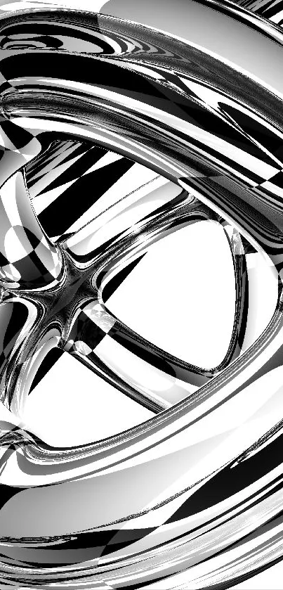 Futuristic black and white abstract pattern wallpaper.