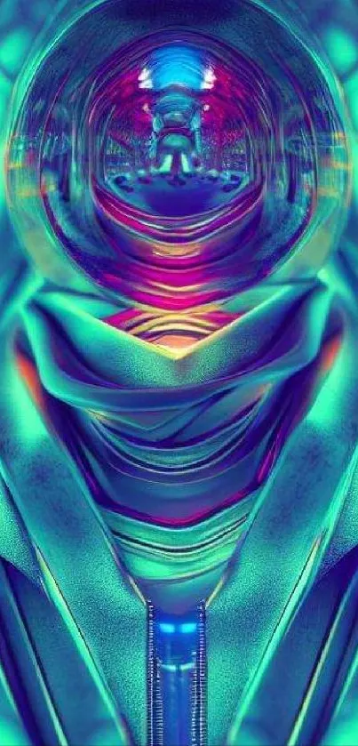 Futuristic abstract wallpaper with neon teal and sci-fi design.