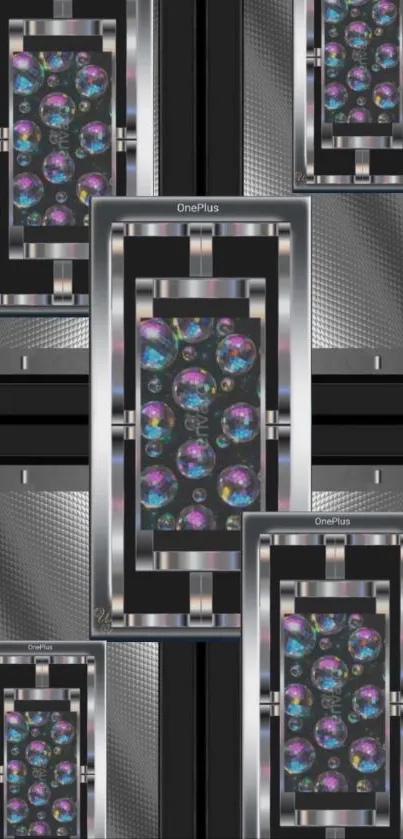 Abstract futuristic phone wallpaper with geometric patterns.