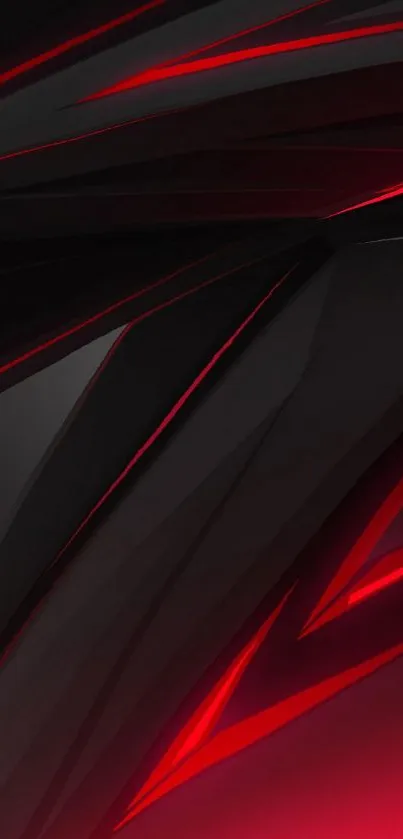Futuristic abstract black and red wallpaper with geometric shapes.