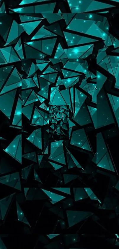 Futuristic teal geometric abstract wallpaper for phones.