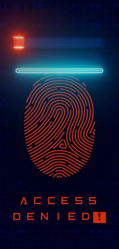 Futuristic Access Denied wallpaper with neon colors and digital fingerprint.