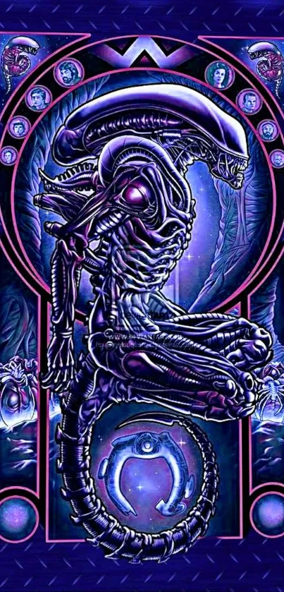 Futuristic alien art with purple hues.