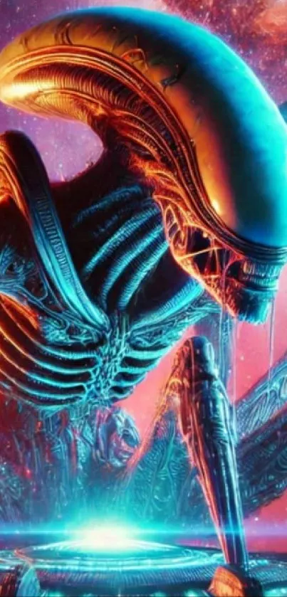 Futuristic alien art with vibrant colors and intricate designs.
