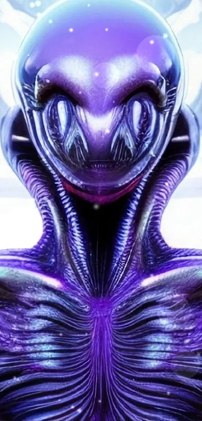 Futuristic purple alien creature design with a sci-fi theme.