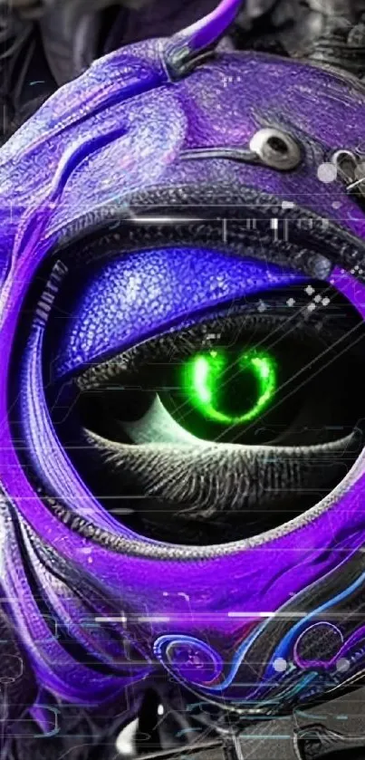 Futuristic alien eye in vibrant purple colors.