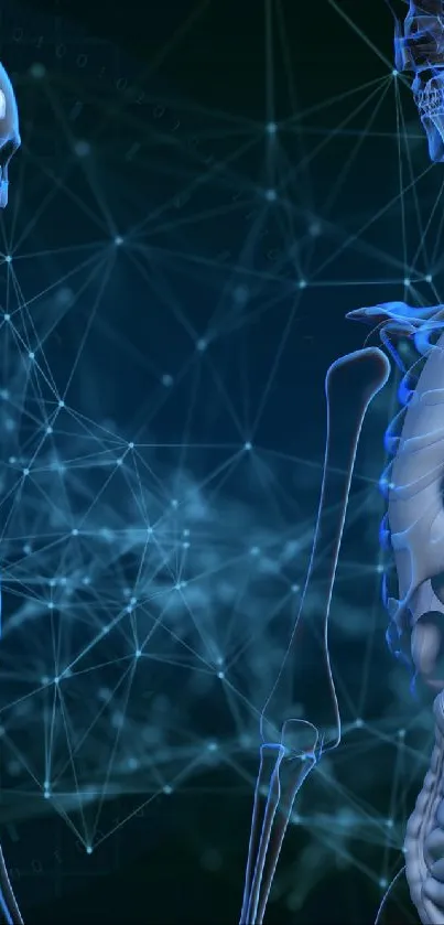 Futuristic anatomy design with DNA helix in blue hues.