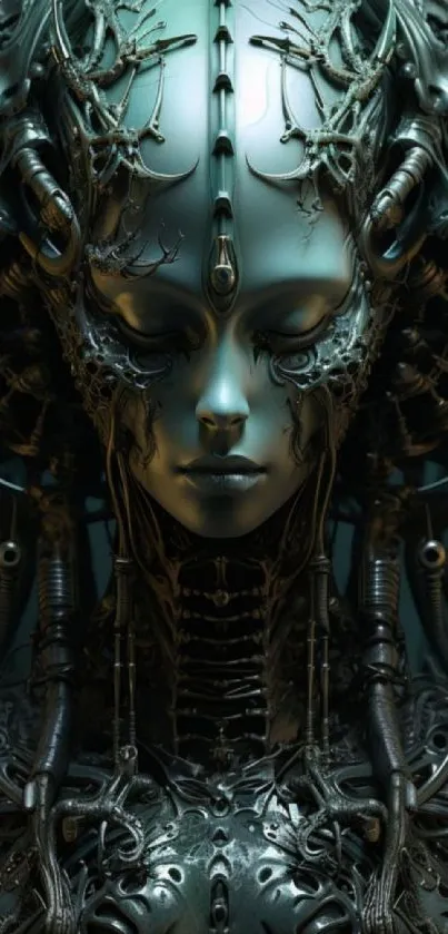 Futuristic cybernetic face design wallpaper