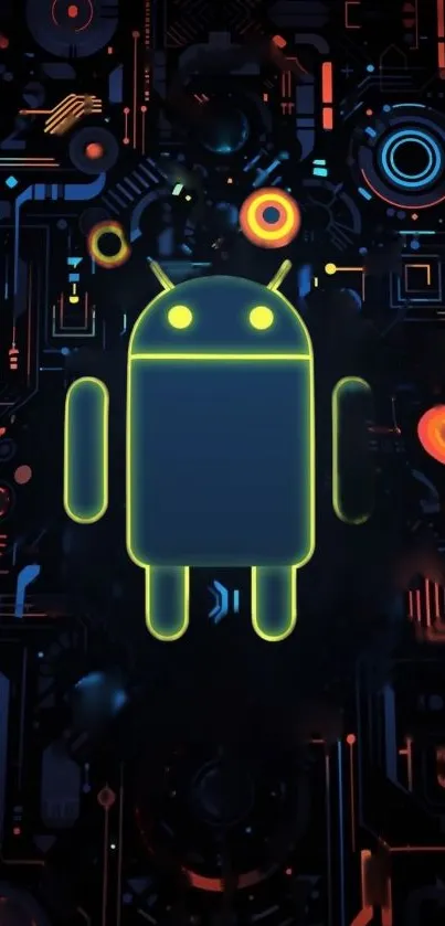 Android glowing circuit pattern wallpaper