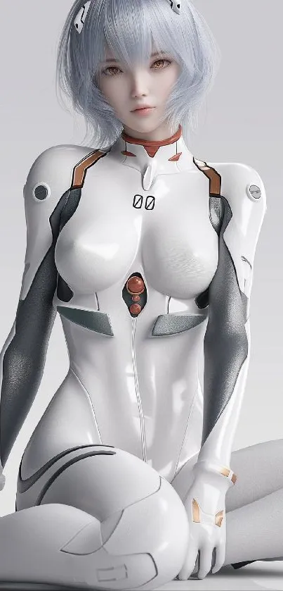 Futuristic anime character in high-tech attire, mobile wallpaper.