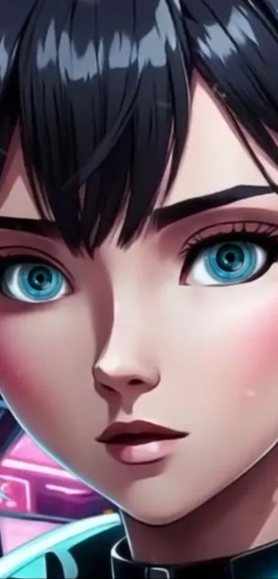 Detailed futuristic anime character portrait with vibrant features.