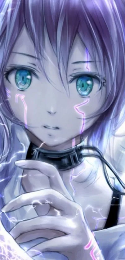 Futuristic anime girl with glowing blue accents.