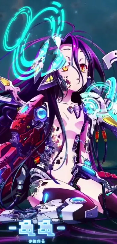 Anime robot girl with vibrant colors in a futuristic setting.