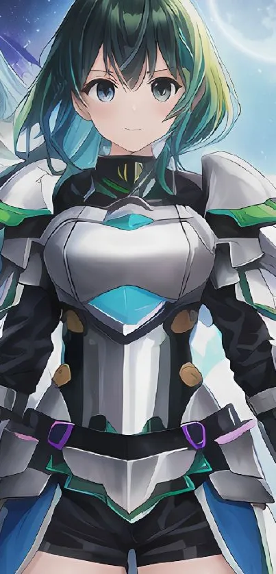 Anime warrior girl with futuristic armor.