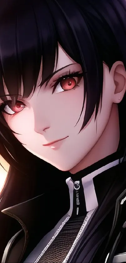 Anime warrior with vibrant cityscape backdrop and futuristic design.