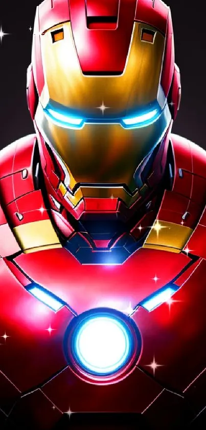 Red futuristic armor design mobile wallpaper.