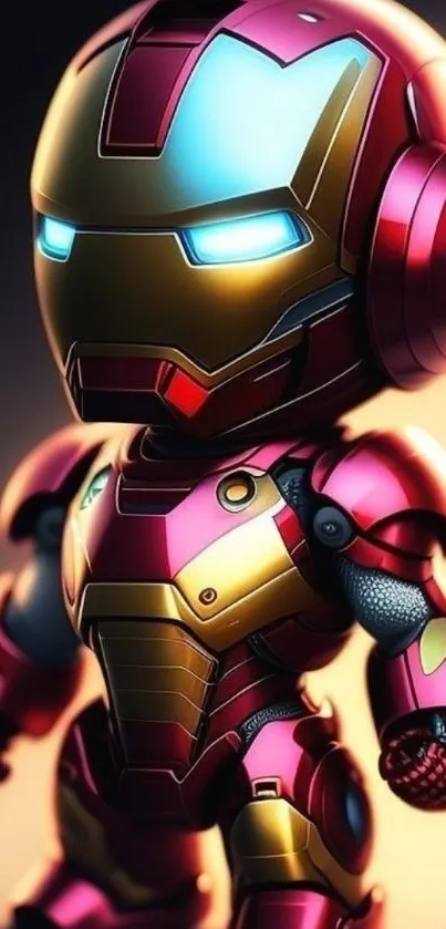 Colorful futuristic red and gold armored figure wallpaper.