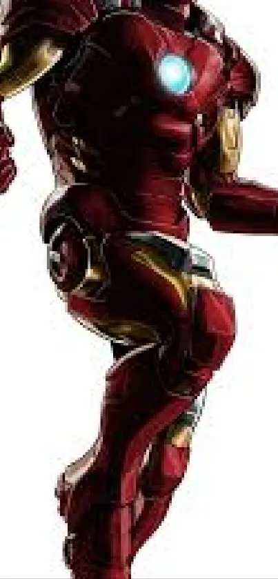 Dynamic armor design in red and gold for mobile wallpaper.