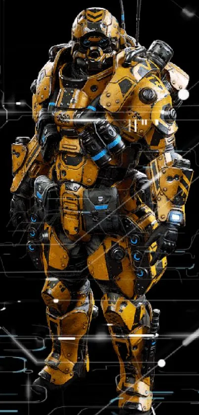 High-tech yellow armor suit mobile wallpaper.