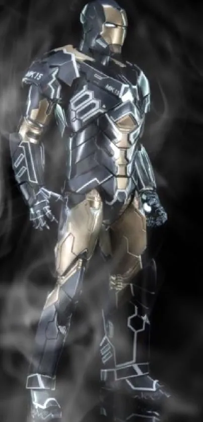 Futuristic armor design on black background mobile wallpaper.