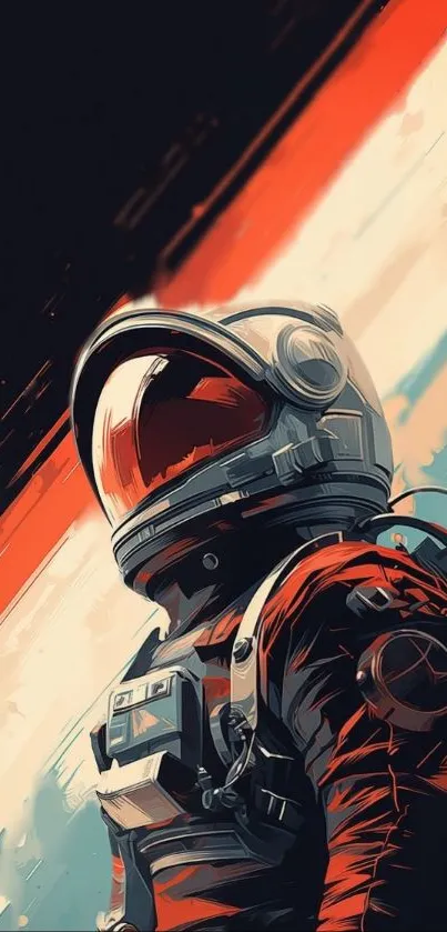 Futuristic astronaut in vivid colors digital art wallpaper.