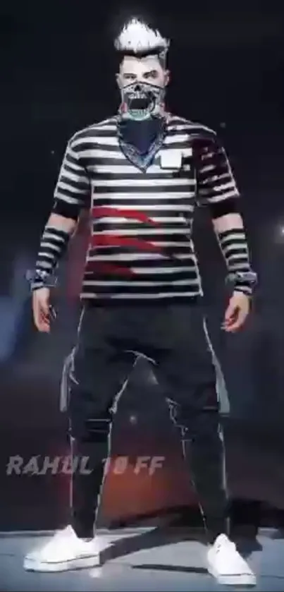 Futuristic avatar with mask and stripes