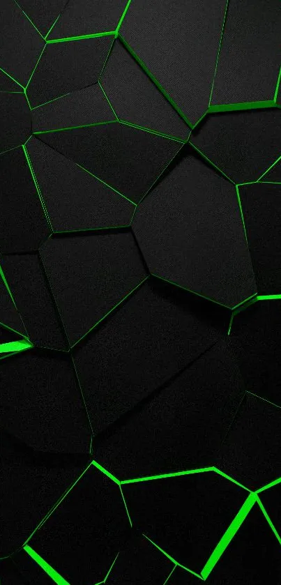 Sleek black and neon green geometric wallpaper