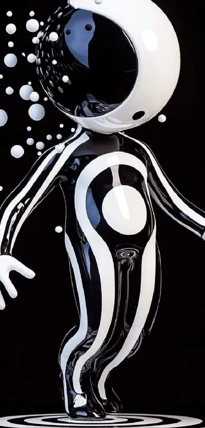 Futuristic black and white abstract art wallpaper.