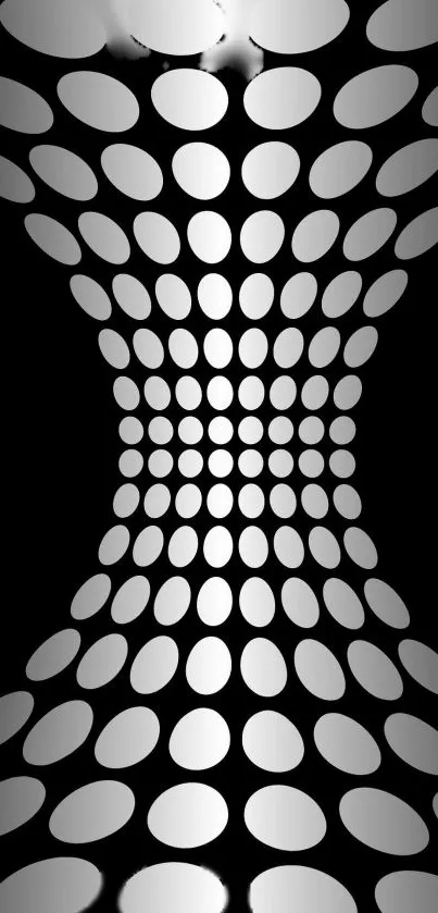 Futuristic black and white wave pattern on mobile wallpaper.