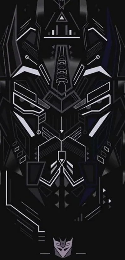 Futuristic black geometric phone wallpaper.