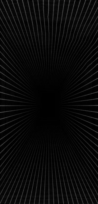 Futuristic black wallpaper with dynamic white line pattern.