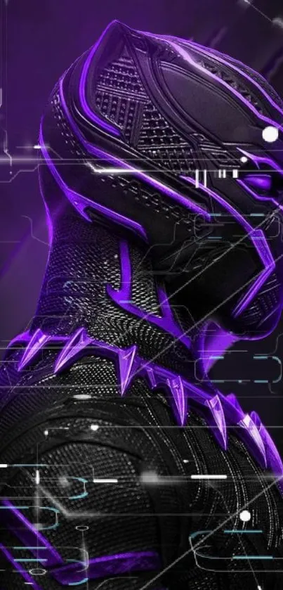 Futuristic Black Panther in vibrant purple