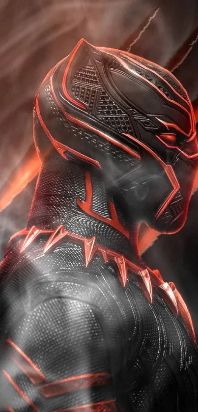 Black Panther wallpaper featuring futuristic design with red and black hues.