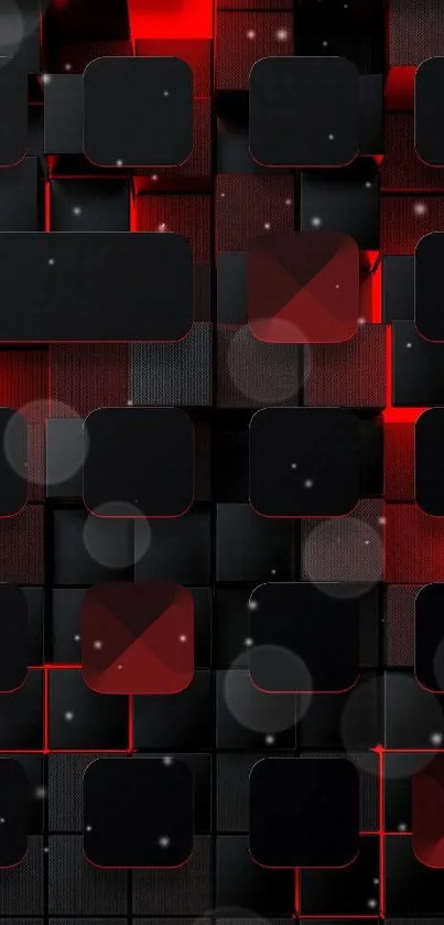 Black and red futuristic block pattern wallpaper.