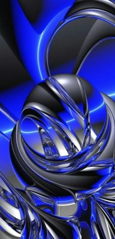 Futuristic abstract design with blue and chrome elements.