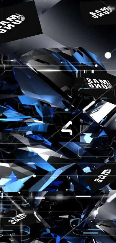 Futuristic blue abstract wallpaper with geometric shapes and dynamic lighting.