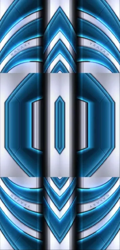 Futuristic blue abstract mobile wallpaper with geometrical patterns.